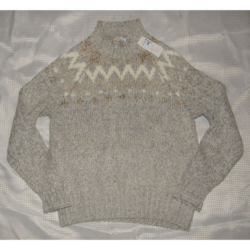 NEW Girls Sz Small Casual or Dress Gray Fair Isle Mock Neck Sweater GB KIDS
